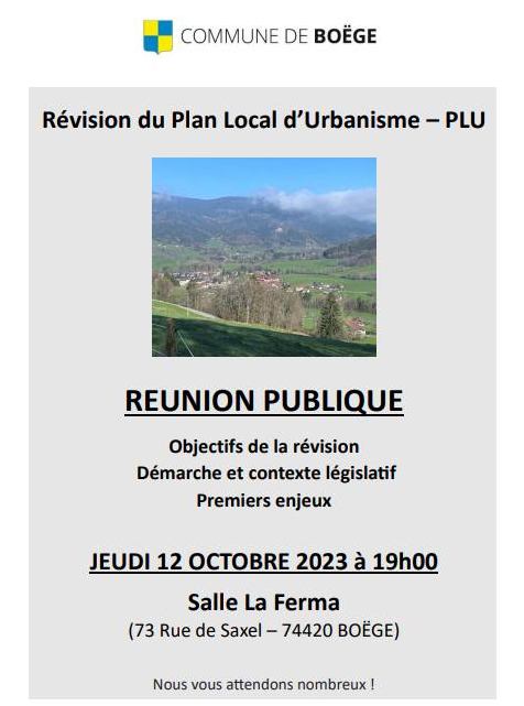 Réunion Publique - PLU 12/10/2023