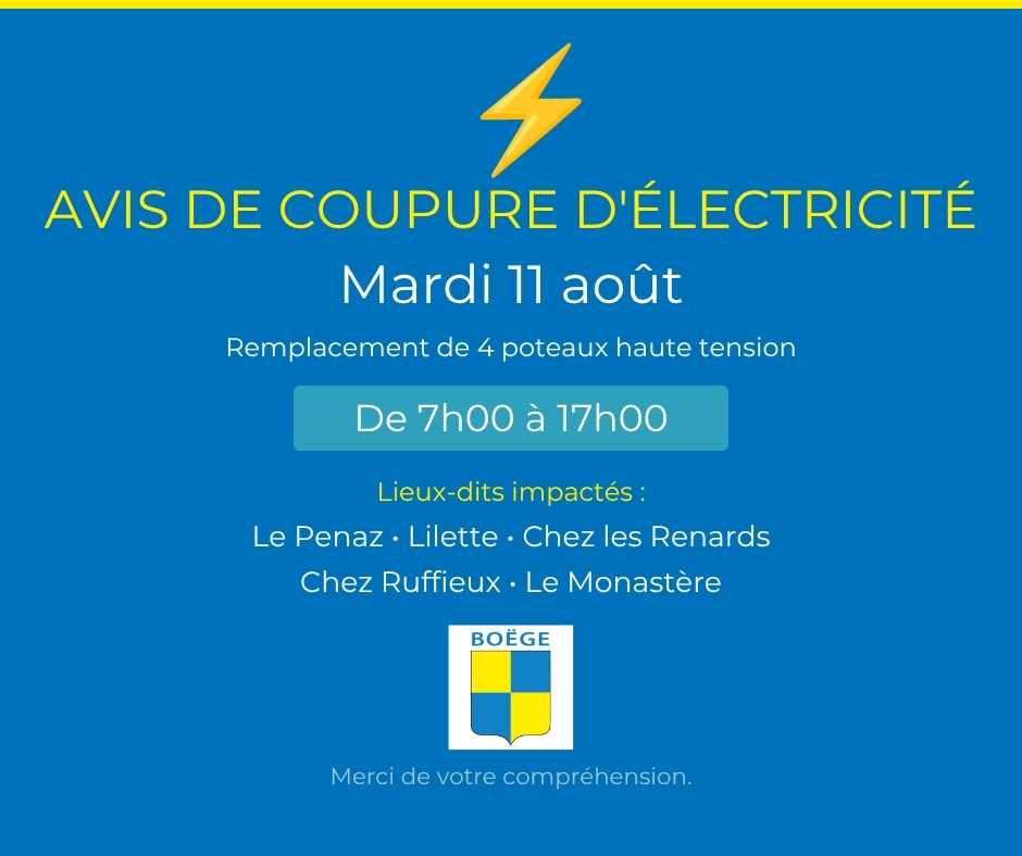AVIS DE COUPURE ELECTRIQUE